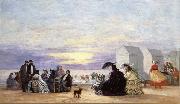 Eugene Boudin Beach Scene at Sunse oil